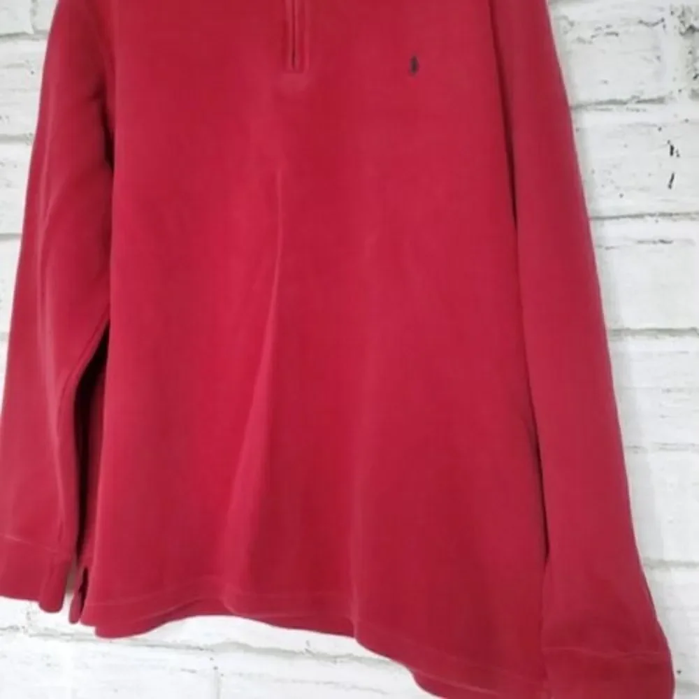 Polo Ralph Lauren Sweater Mens XL Red 1/4 Quarter Zip High Neck Long Sleeve 90's